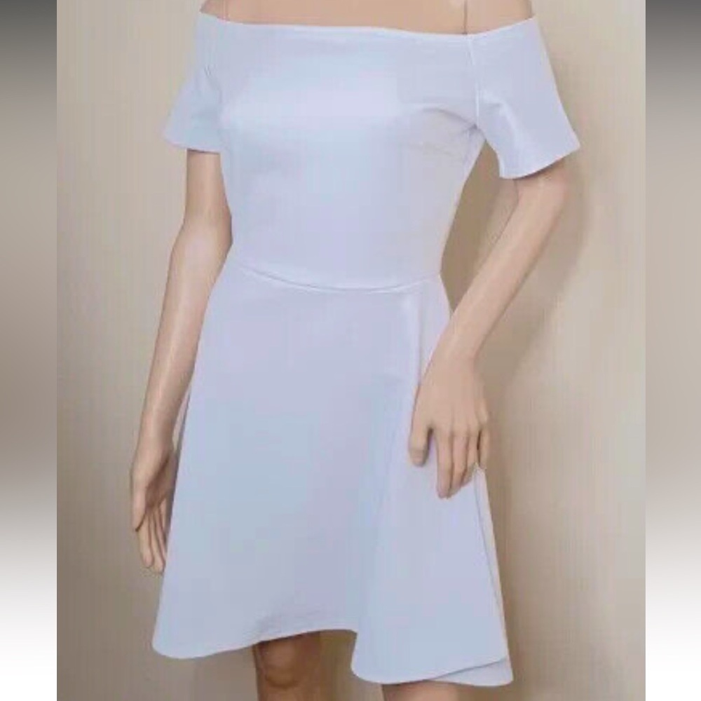Sarin Mathews Women Off The Shoulder Short Sleeve Cocktail Skater Dress Small